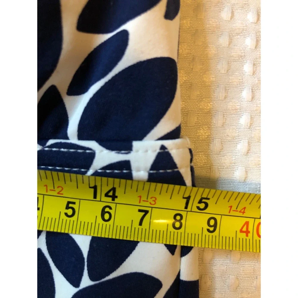 Lands End - Women's Tankini Size 12 - Navy Blue & White - Adjustable Tie @ Neck